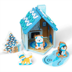 Melissa & Doug Winter Frost house panel with interior and exterior artwork for imaginative play
