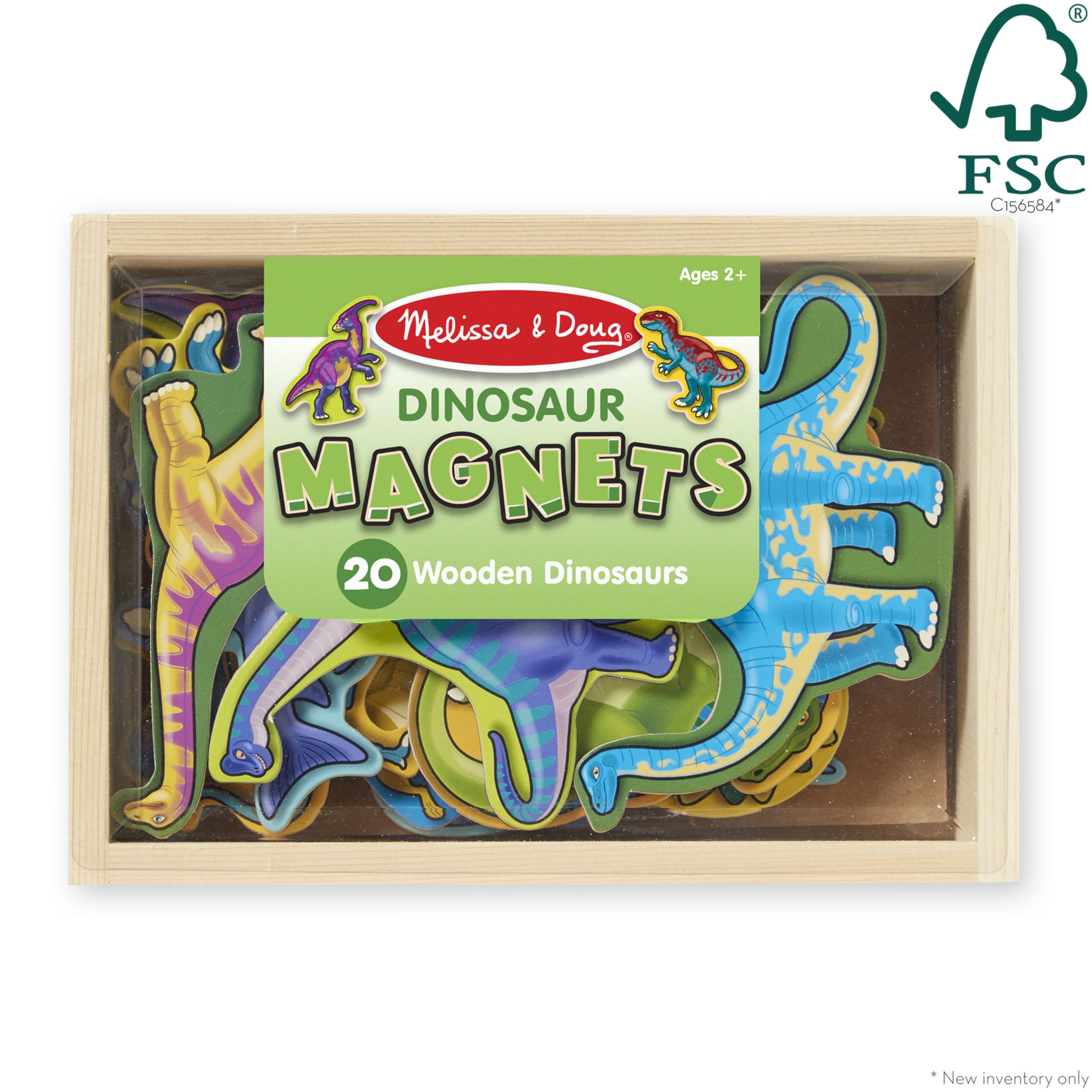Compact Melissa & Doug dinosaur storage box on a shelf