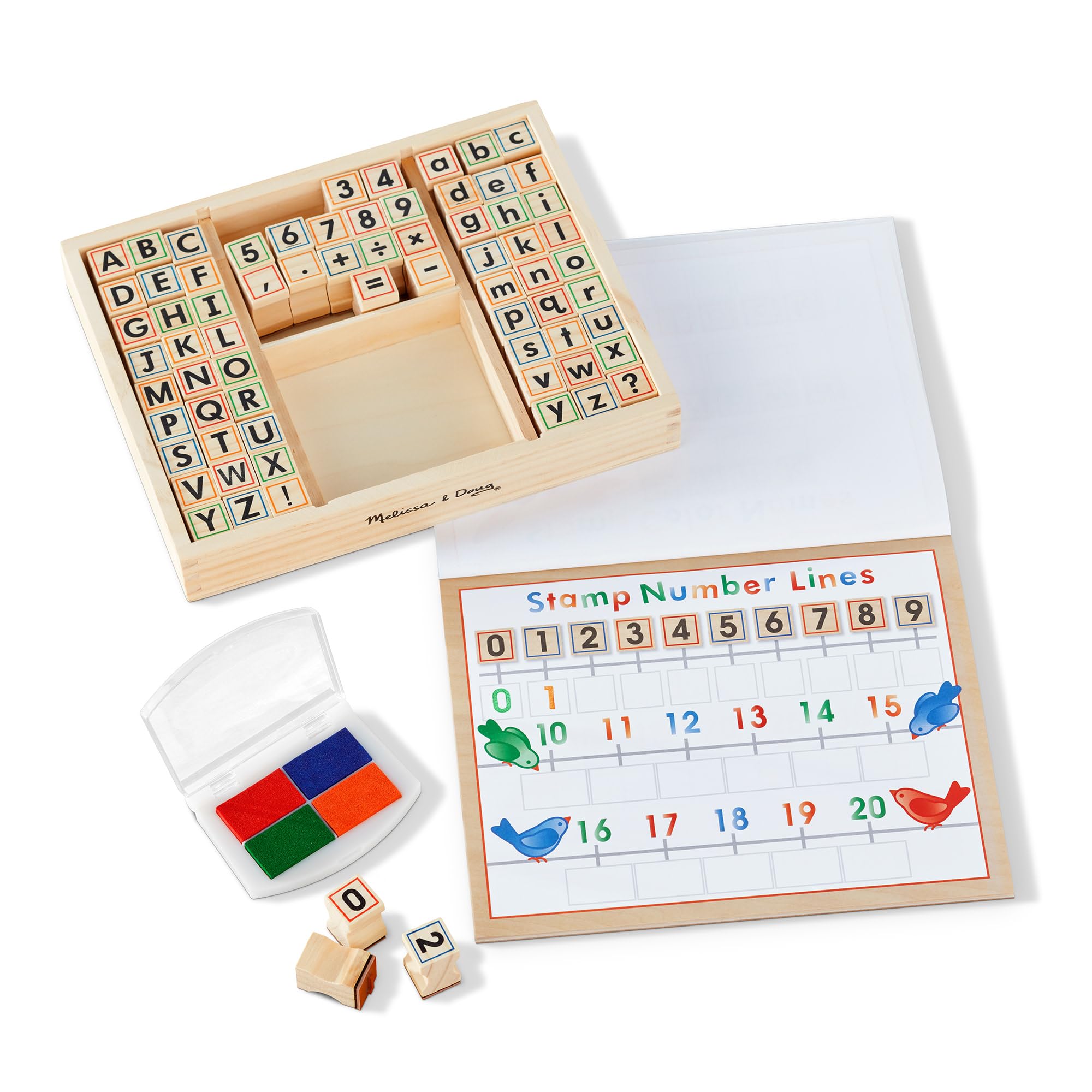 Melissa and Doug wood-handled stamps, 71 pieces to inspire writing and creativity