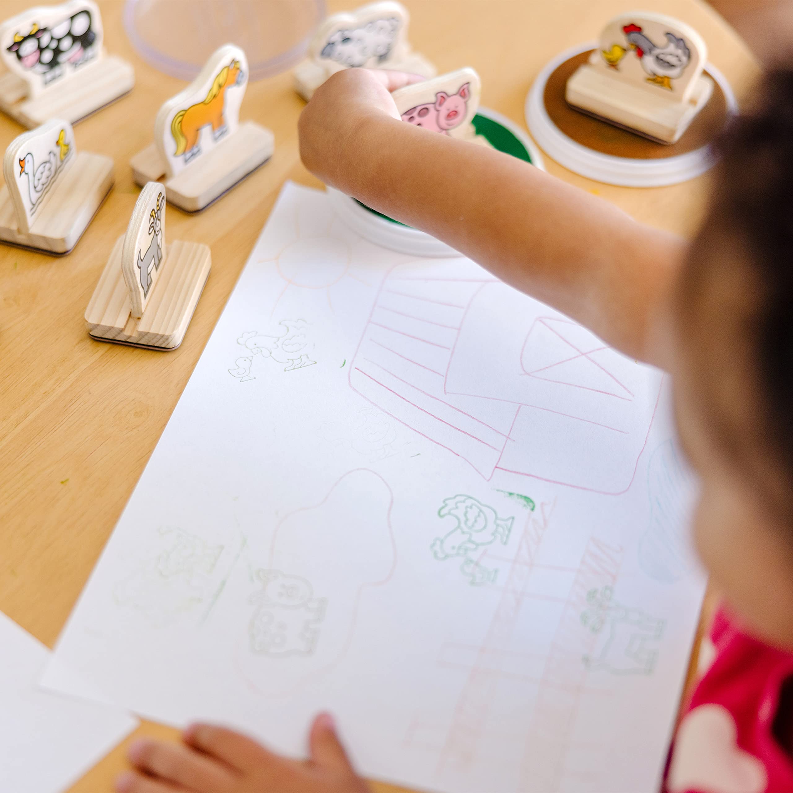 Melissa & Doug cow wooden stamp helps kids create playful farm cards