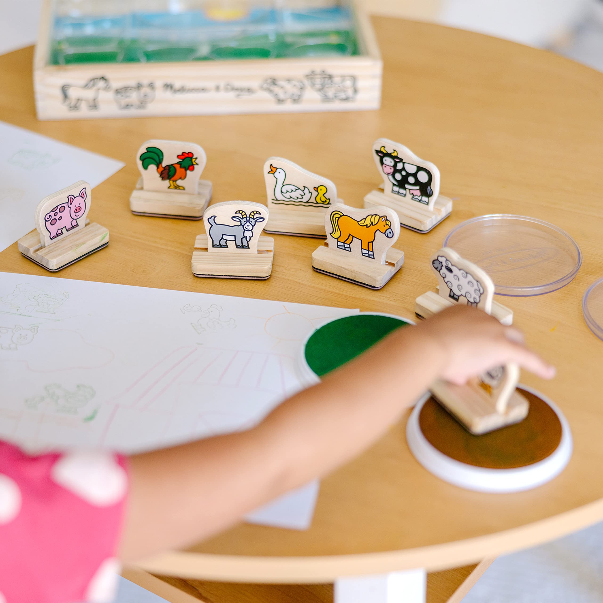 Melissa & Doug wooden stamp rooster for quick, colorful farm scenes