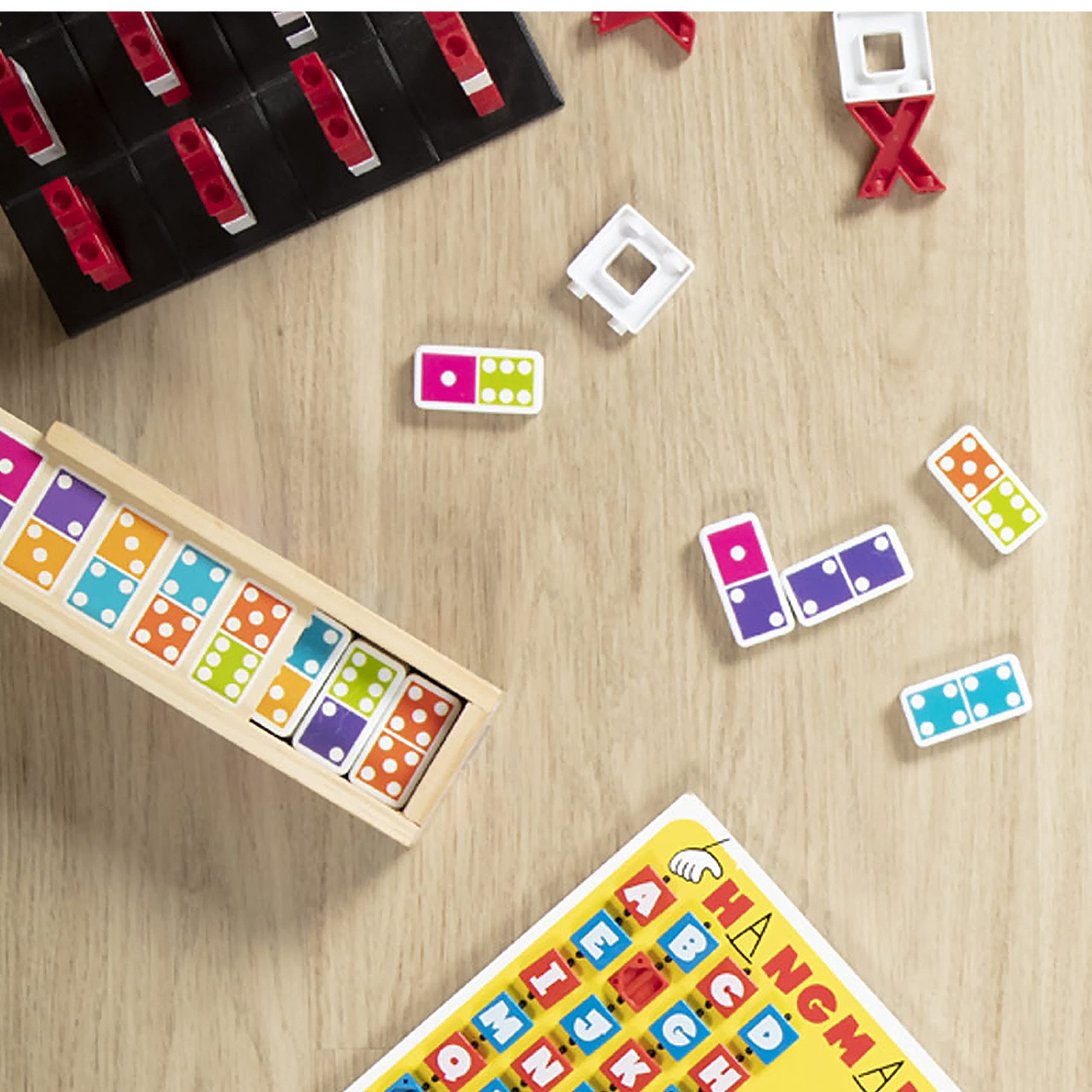 Melissa & Doug wooden storage case complements classic wooden games