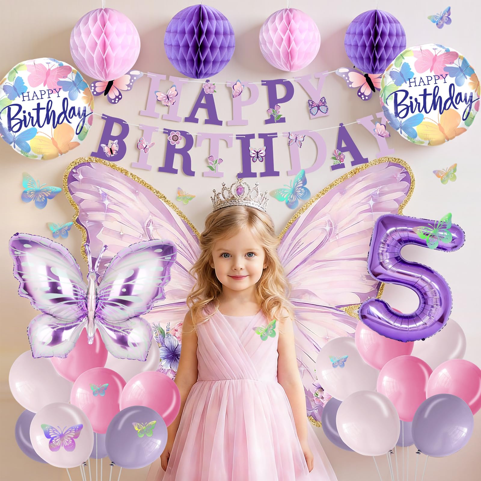 Melody Fantasy iridescent 3D butterflies add shimmering accents to party spaces.
