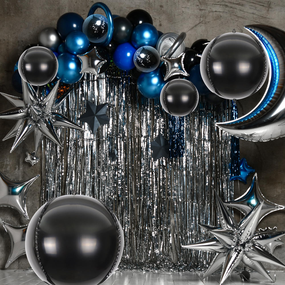 Melody Fantasy black foil balloons in 10in offer versatile pops for decor and garlands.