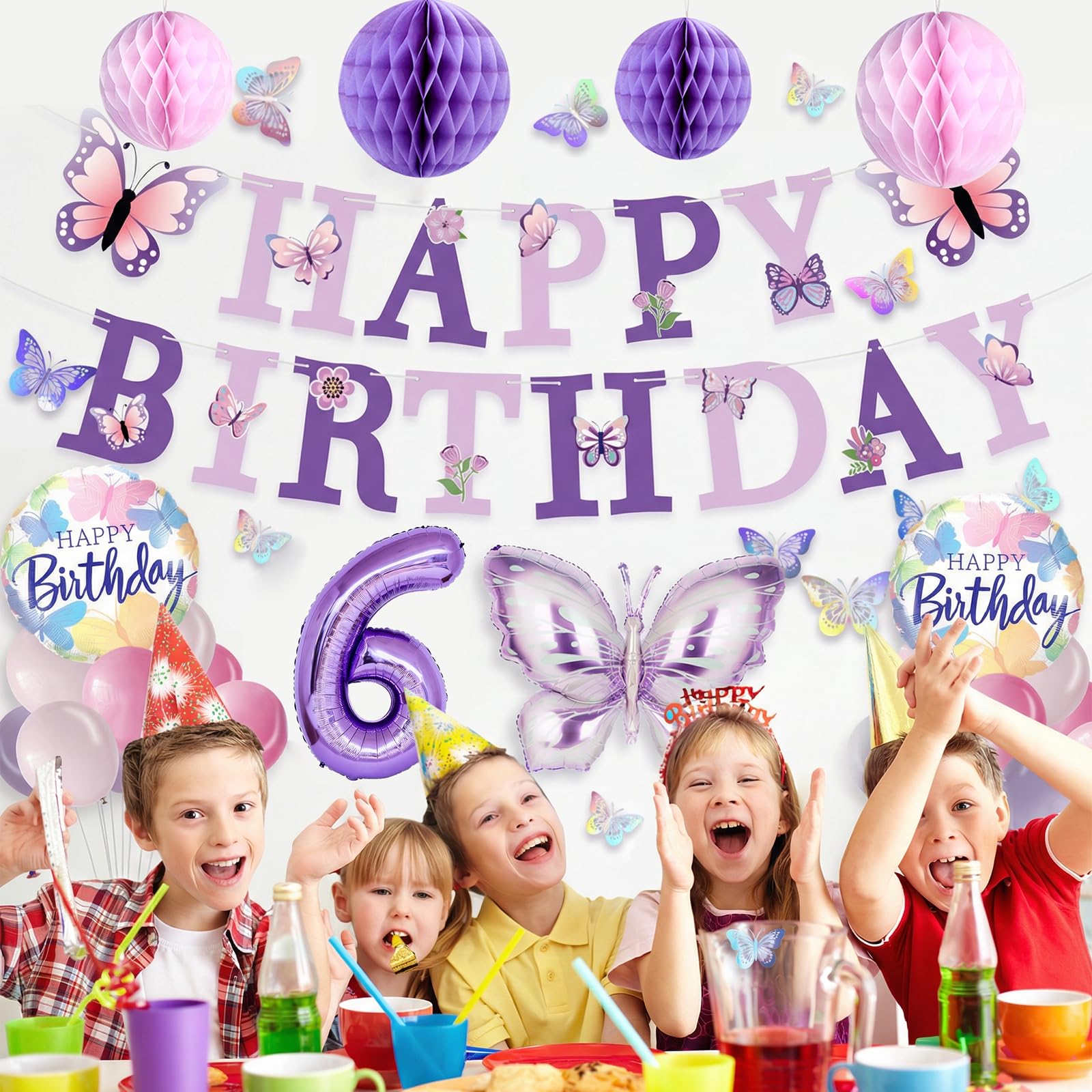 melody fantasy foil balloons and butterflies create a dreamy scene.