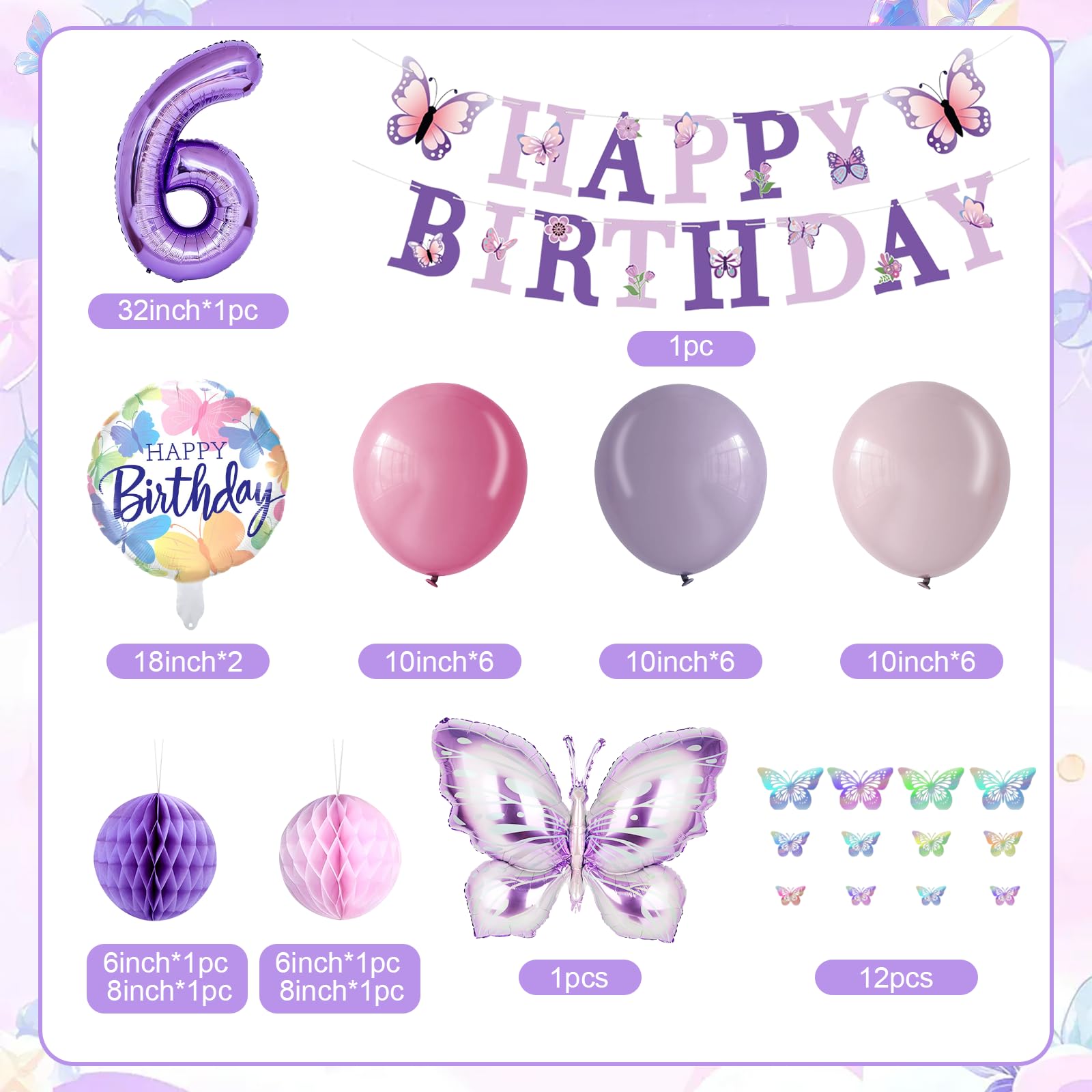 melody fantasy large number 6 foil balloons highlight the milestone.