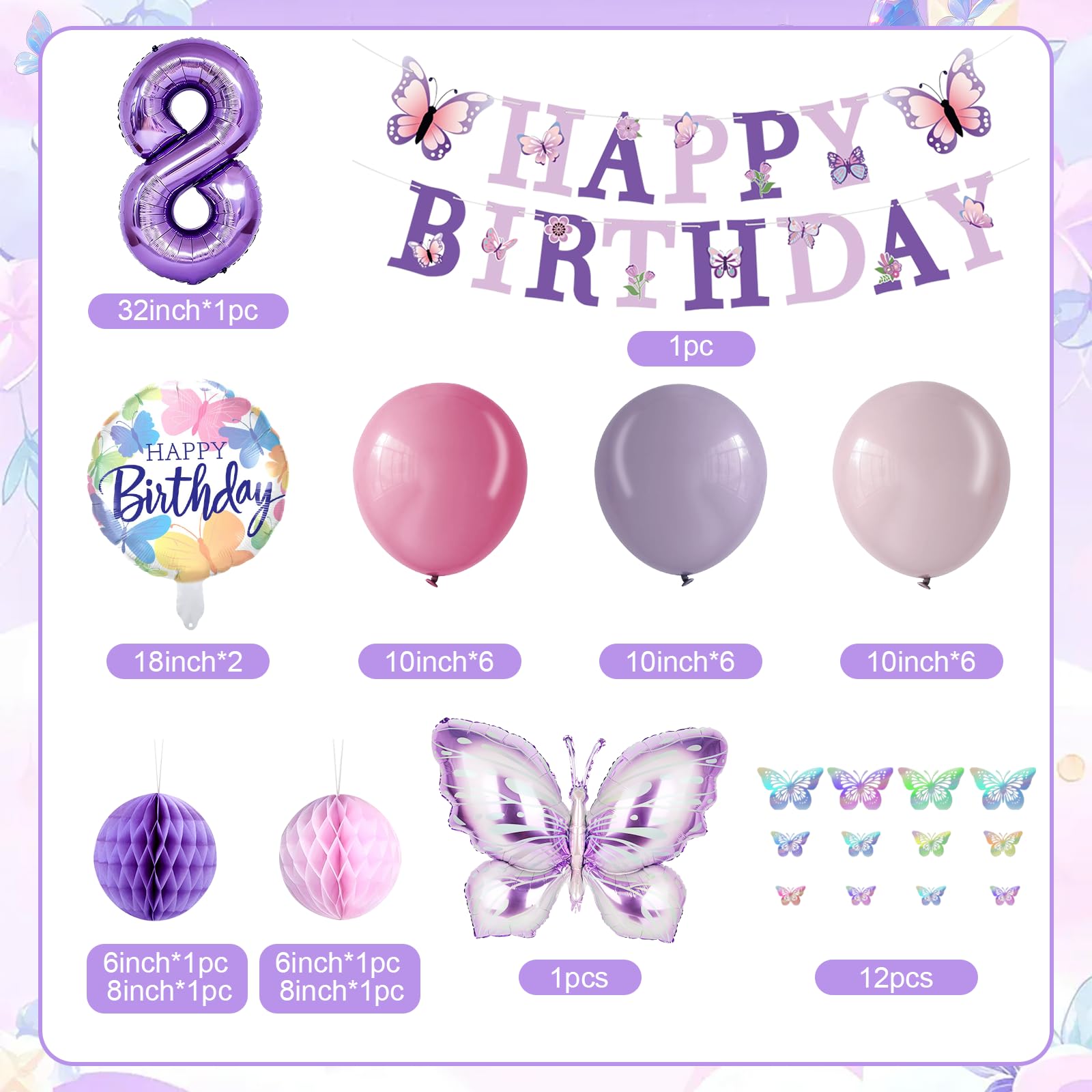Melody Fantasy large purple butterfly foil balloon elevates party décor
