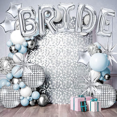 Melody Fantasy silver spike balloons create texture for dynamic photo ops.
