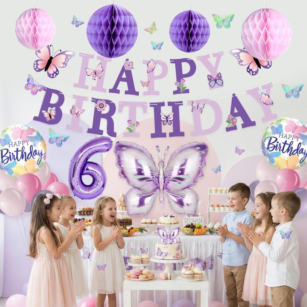 melody fantasy wall decor butterflies enhance the party backdrop.
