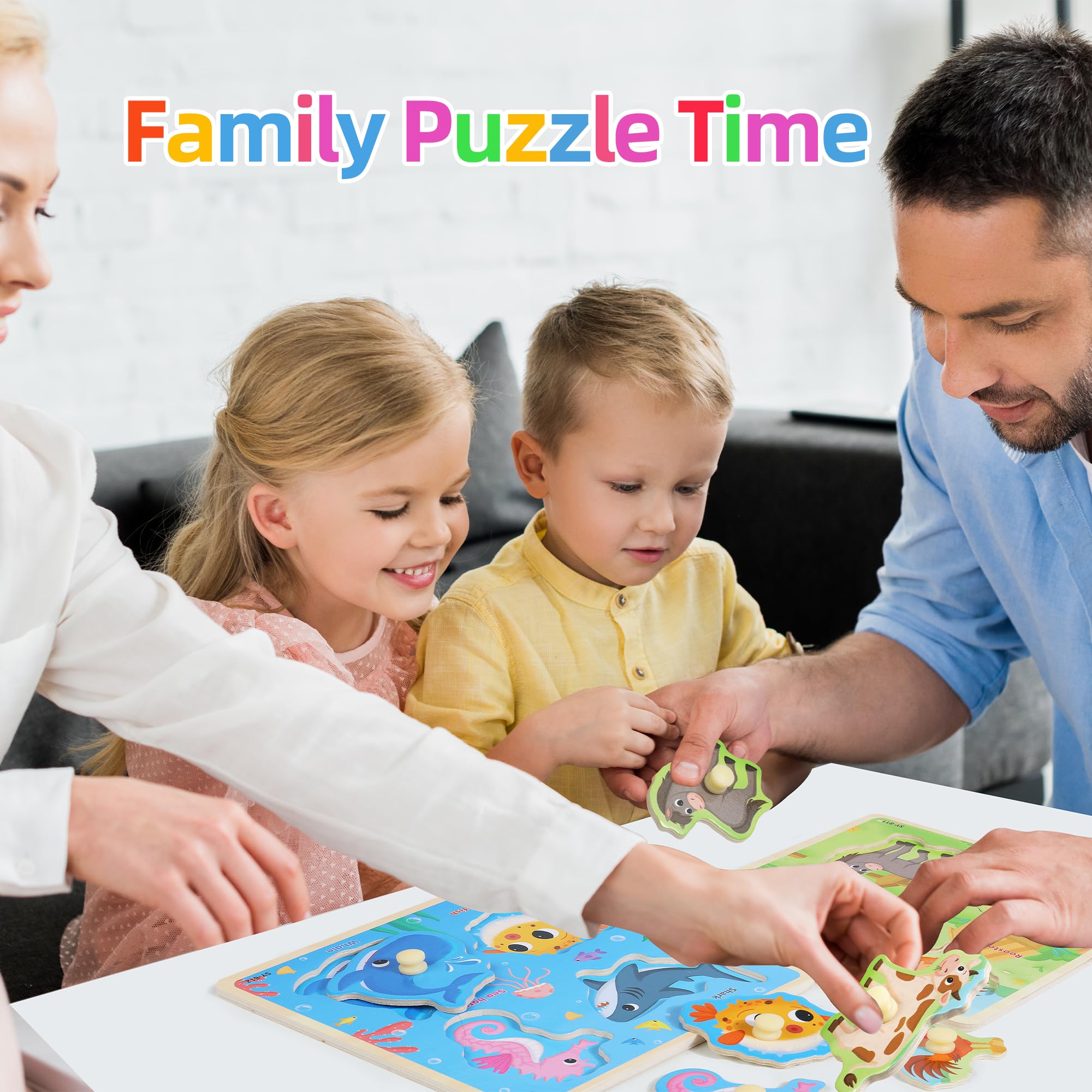 Melofaver farm animals puzzle helps kids recognize animals and sounds.