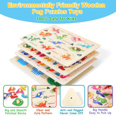 Melofaver dinosaur puzzle pieces introduce animals while building fine motor skills.