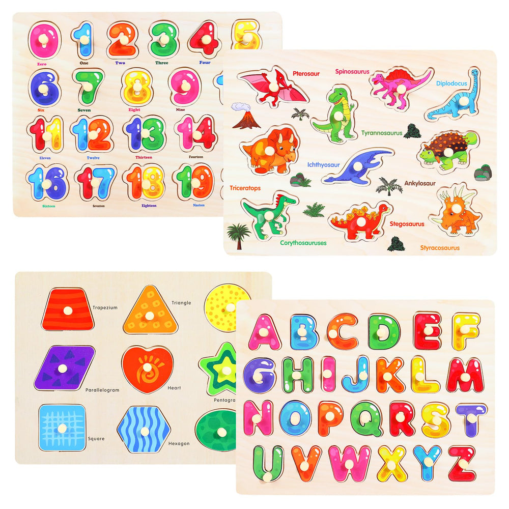 Melofaver Montessori peg puzzles shapes show bright pieces for early shape recognition and sorting.
