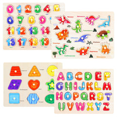 Melofaver Montessori peg puzzles shapes show bright pieces for early shape recognition and sorting.