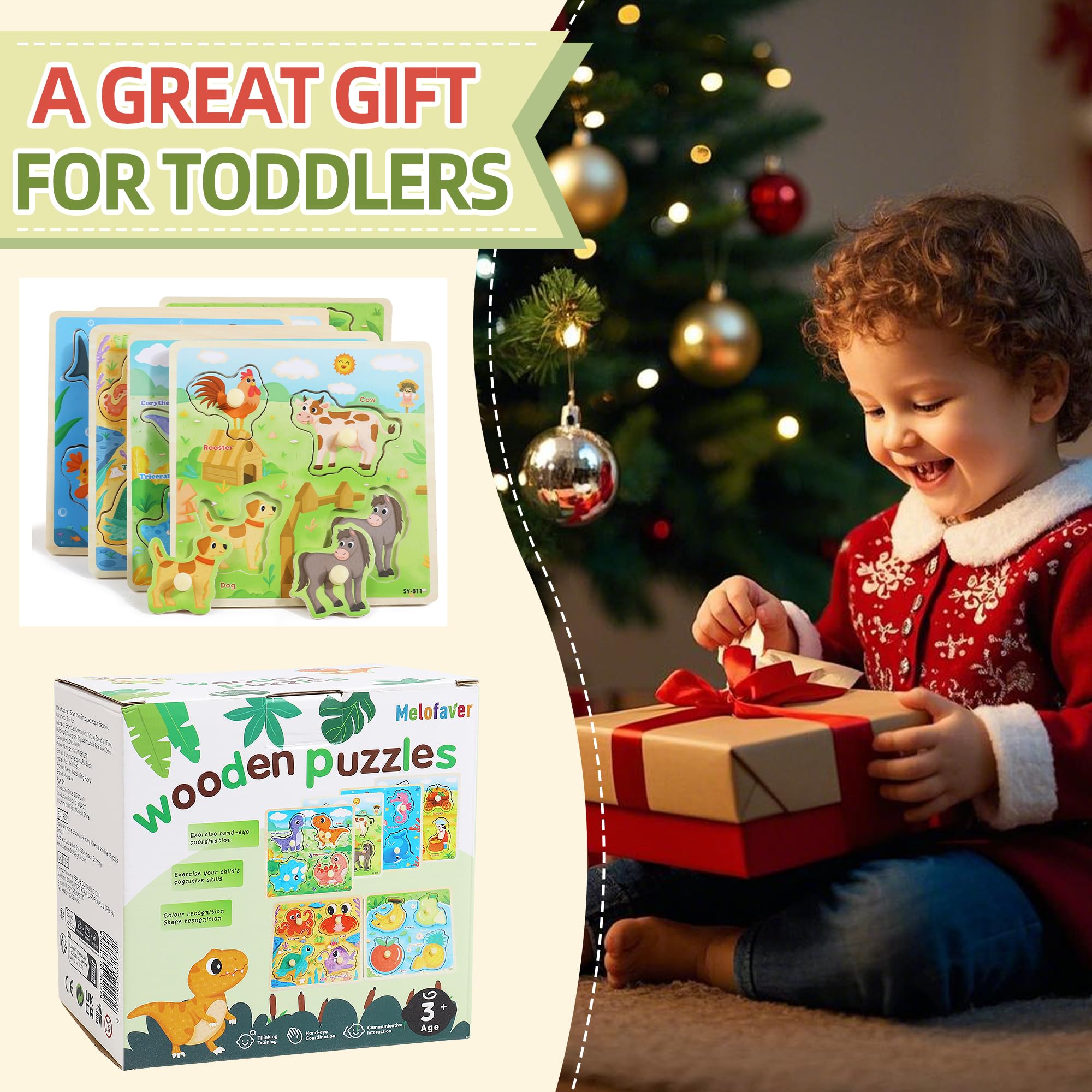Melofaver wooden puzzle set box aids portable learning on the go.