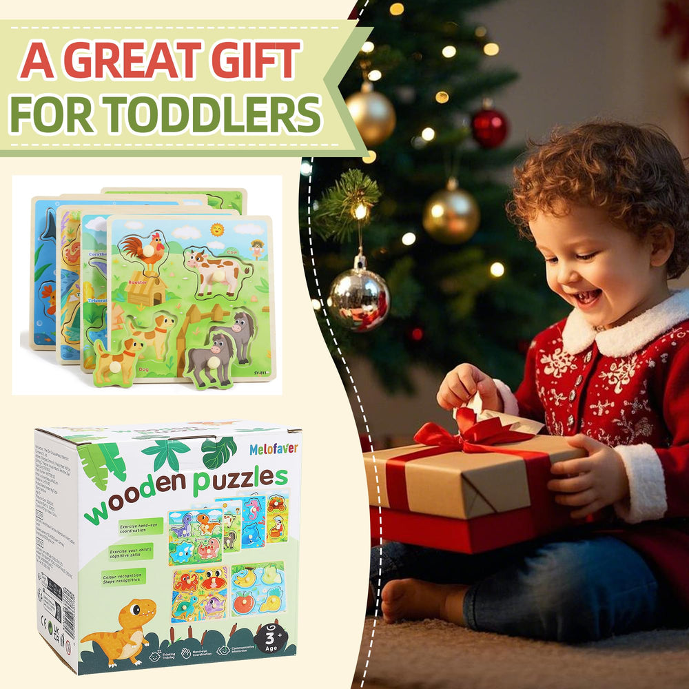 Melofaver wooden puzzle set box aids portable learning on the go.