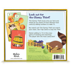 Melon Rind Clumsy Thief family-game-night scene shows 2-4 players and quick rounds.
