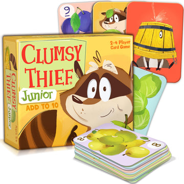 Melon Rind Clumsy Thief game cover with bright cards inviting addition practice.