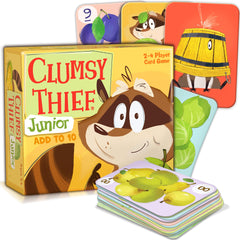 Melon Rind Clumsy Thief game cover with bright cards inviting addition practice.