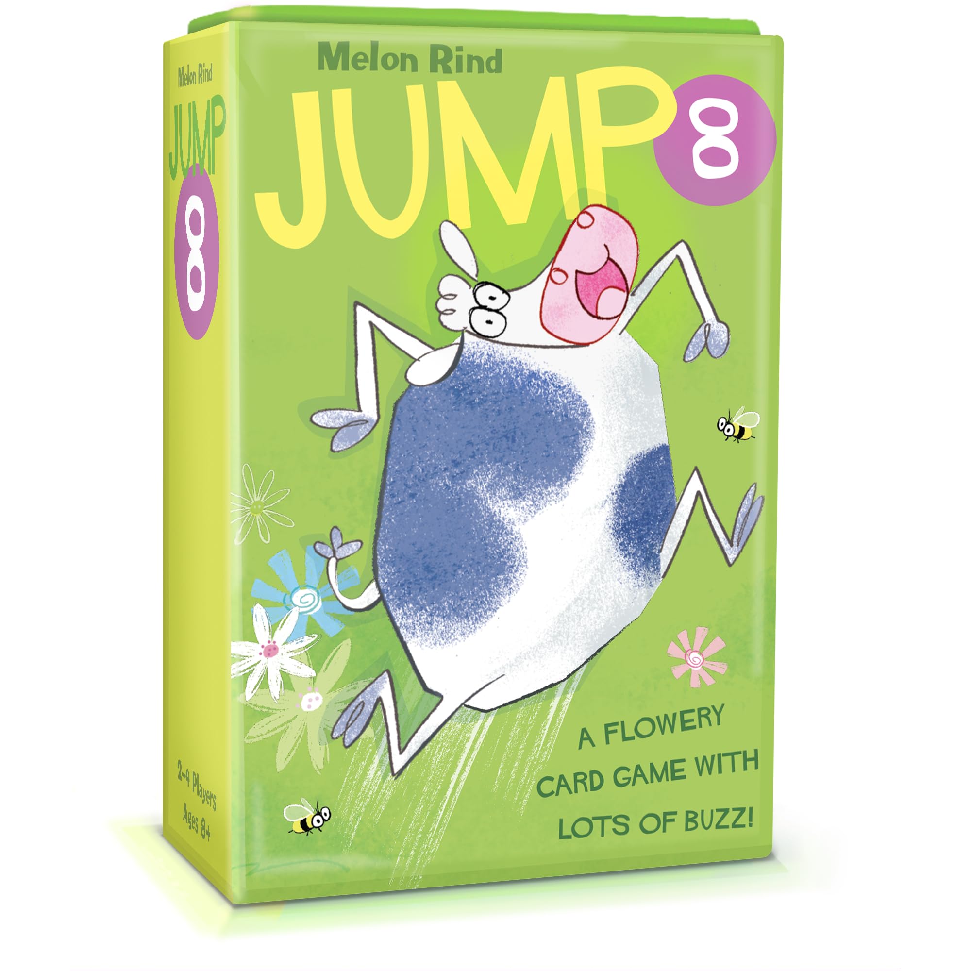 Melon Rind Jump 8 card deck on table, teaching multiples with vibrant illustrations.