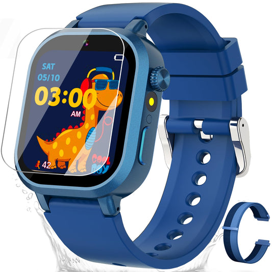 Melontti waterproof kids watch front view in blue, built for durable daily wear
