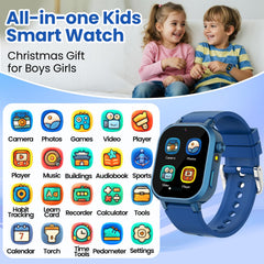 Melontti waterproof kids watch side profile in blue, rugged aluminum frame
