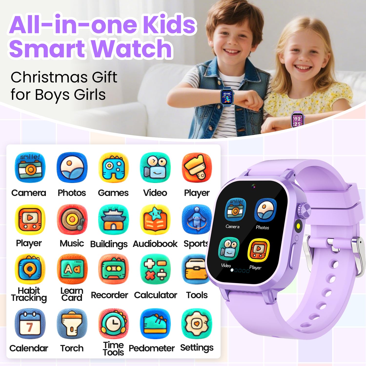 Melontti smartwatch with 39 games for learning and play