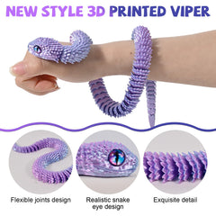 Memogizz 3d printed snake showcases vibrant color options for office decor.