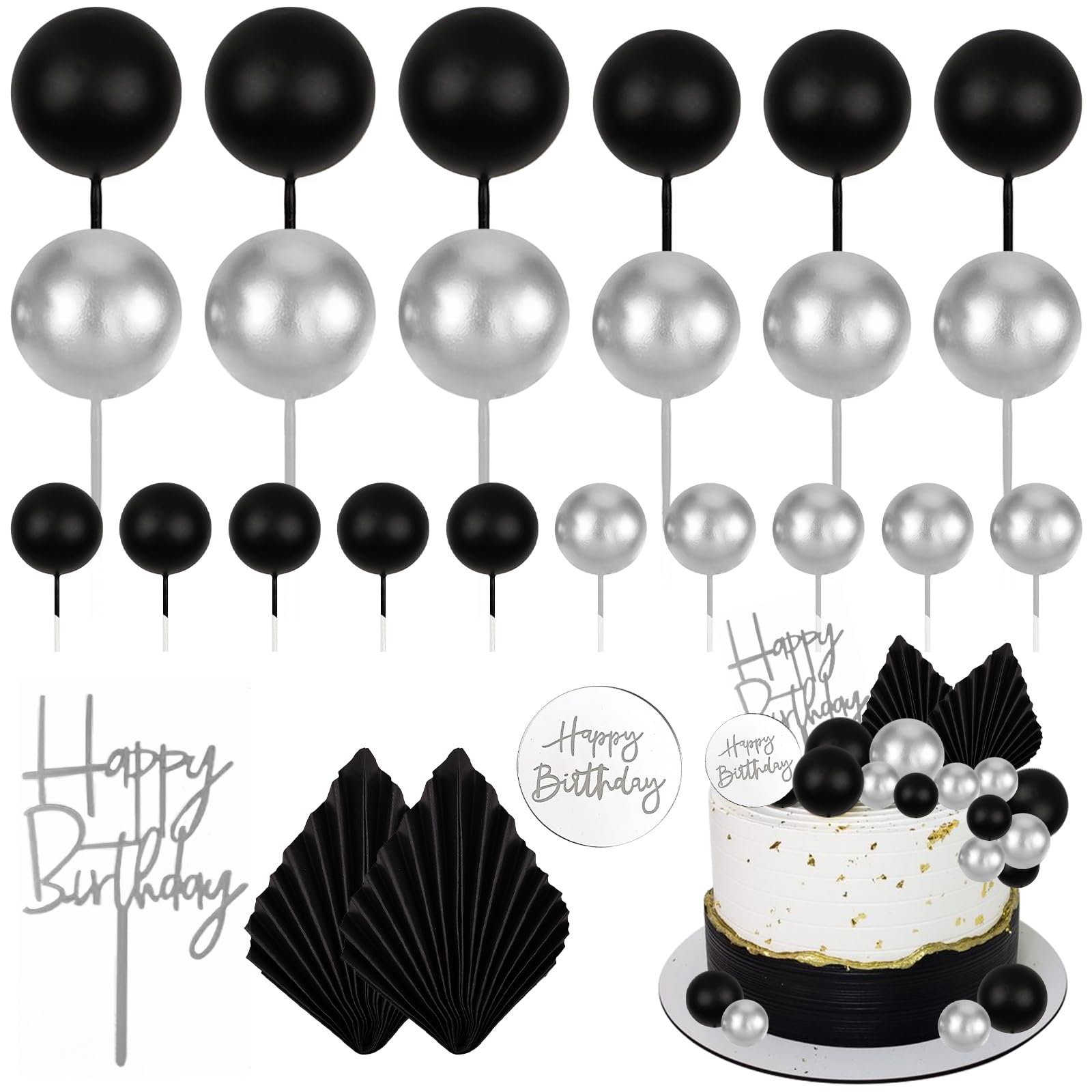 MEMOVAN black boho palm leaves topper adds natural elegance to any cake