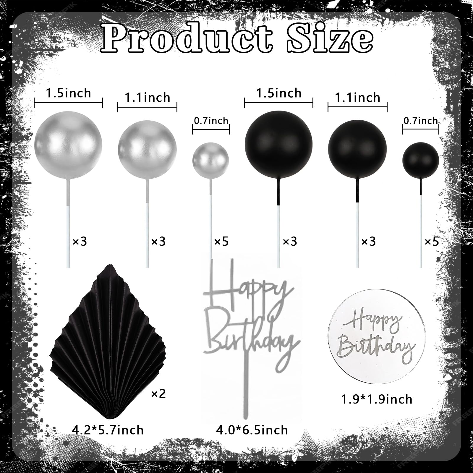 MEMOVAN black silver balls topper brings modern sparkle to celebrations