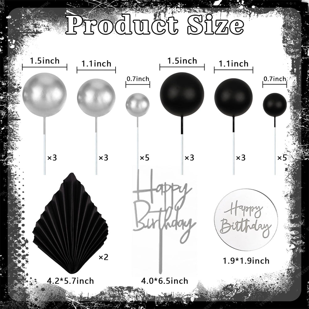 MEMOVAN black silver balls topper brings modern sparkle to celebrations
