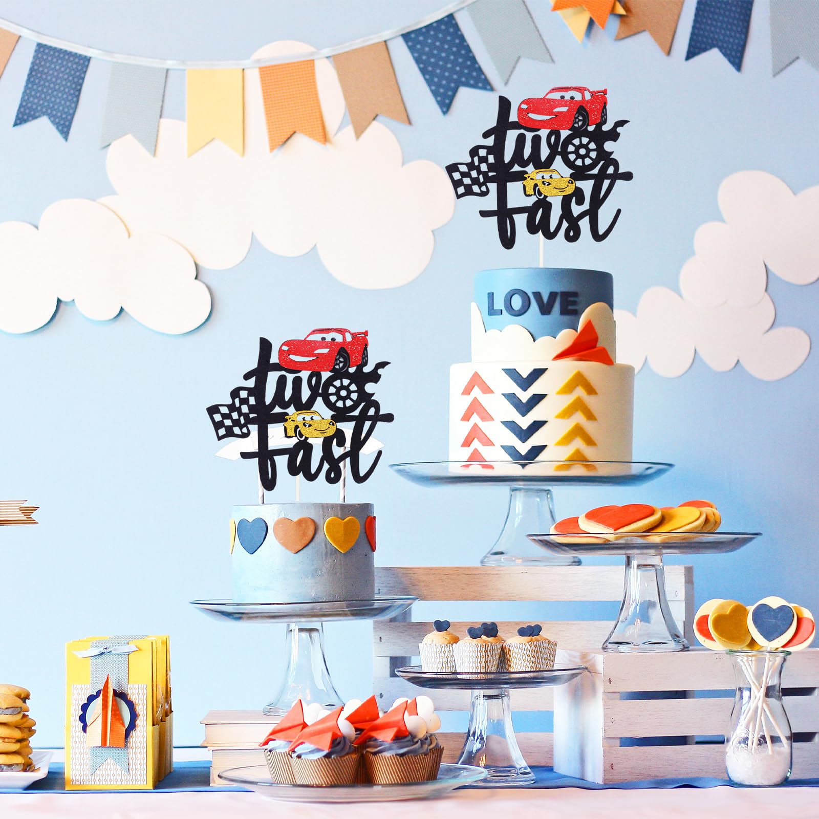 MEMOVAN double-sided cake topper shows from all angles for festive photos.