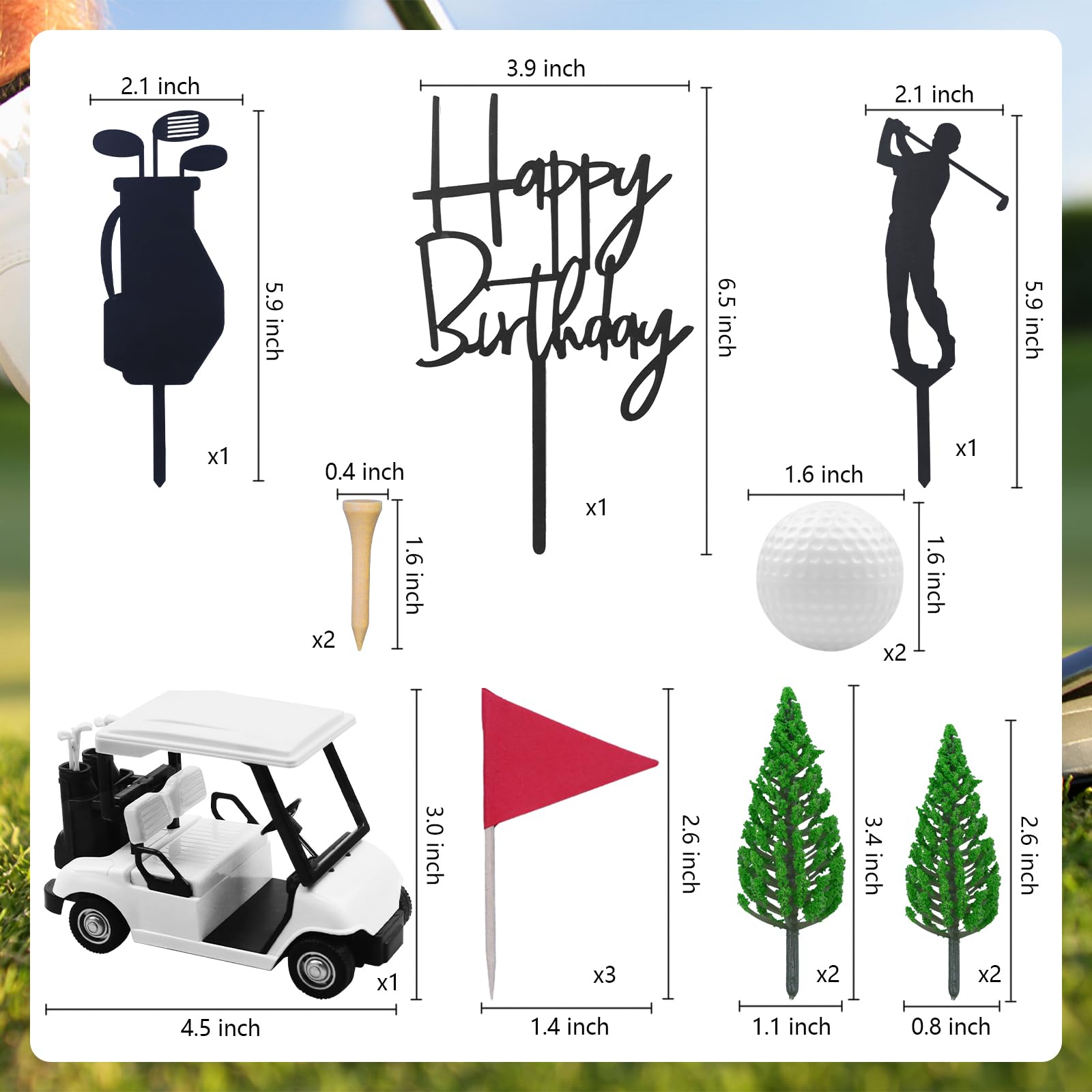 MEMOVAN golf ball toppers decorate cakes and cupcakes with an authentic look
