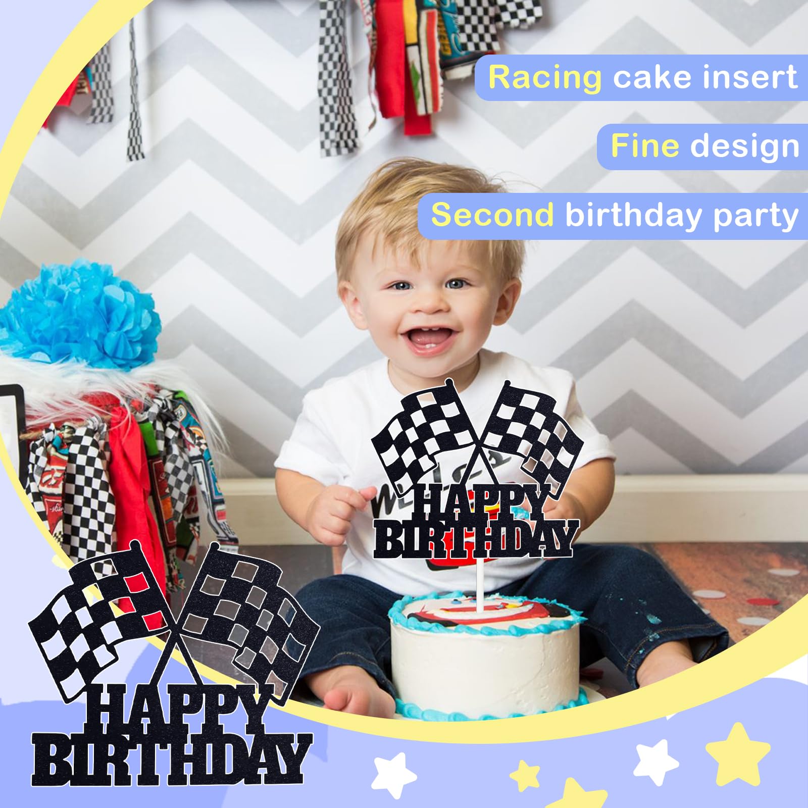MEMOVAN happy birthday sign topper fits 6-10 inch cakes for quick setup.