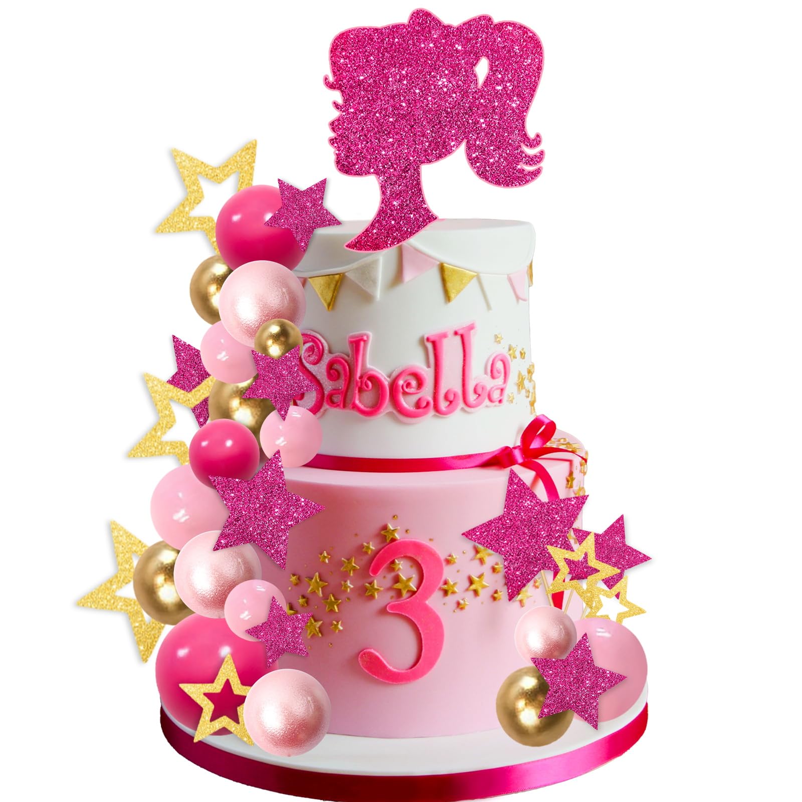MEMOVAN hot pink girl cake topper enhances party focal point