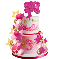 MEMOVAN hot pink girl cake topper enhances party focal point