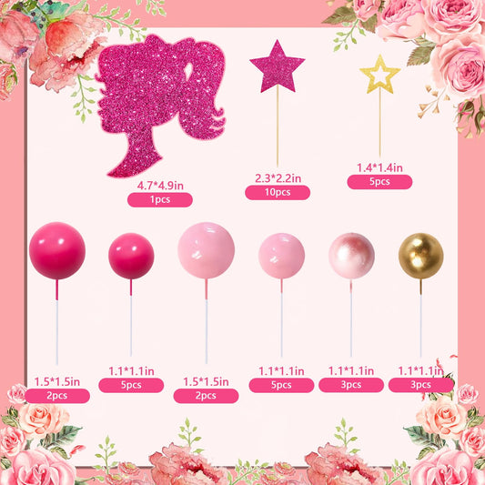 MEMOVAN hot pink stars cake decoration adds vibrant sparkle to themes