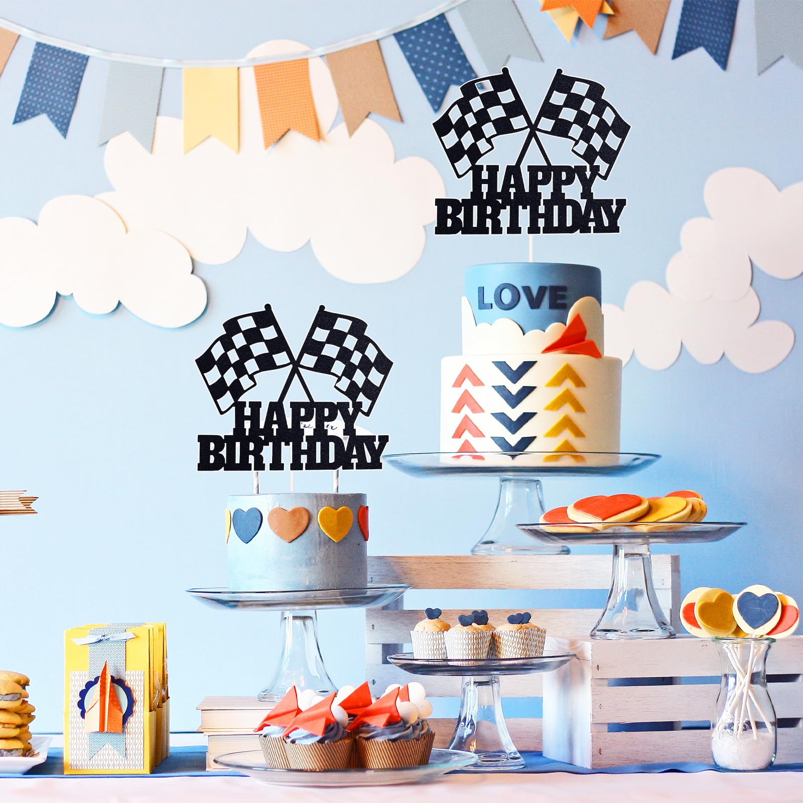 MEMOVAN race car birthday decor ideal for boy or girl celebrations.