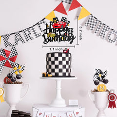 MEMOVAN race car cake topper, back view, doubles as eye-catching double-sided decor.