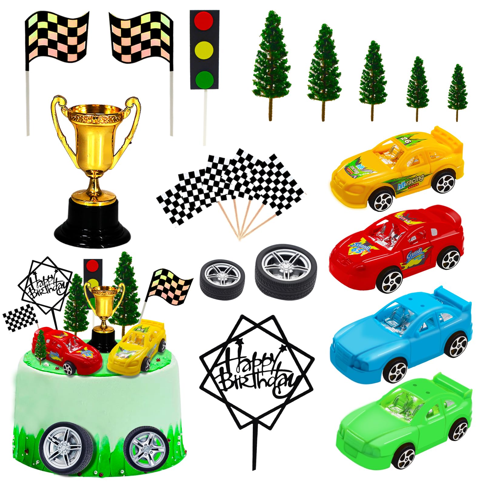 MEMOVAN racing car topper enhances birthday cake with bold car theme