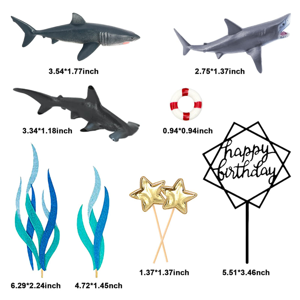 MEMOVAN shark figures in three designs add playful detail to cupcakes.