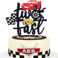 MEMOVAN two-fast race car cake topper adds a stylish racing vibe to 2nd birthday cakes.