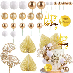 MEMOVAN white gold balls cake toppers for an elegant cake centerpiece