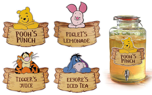 MEMOVAN Winnie drink label design 1 adds cute Pooh decor to beverages.