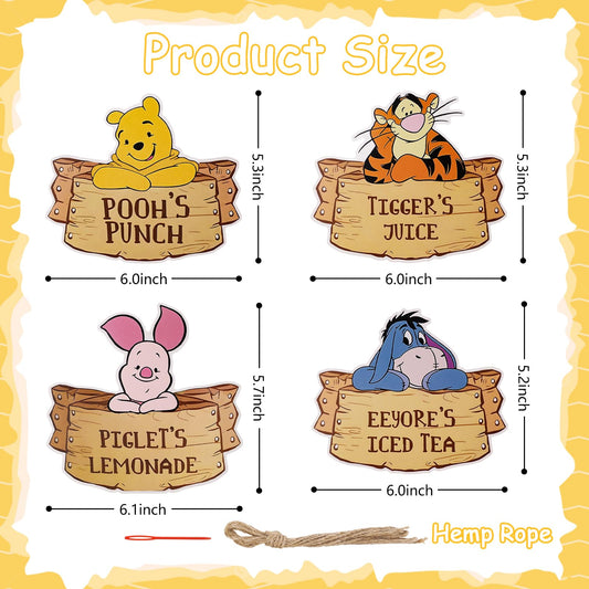 MEMOVAN Winnie drink label design 2 brightens dessert tables for Pooh events.