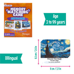 Menique memory game bilingual titles build English Spanish art vocabulary.