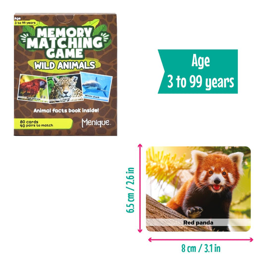 Menique 80-card memory set real animal photos for cognitive play.