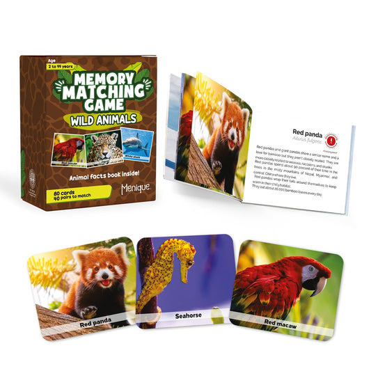 Menique memory game with real animal photos promotes curious learning.