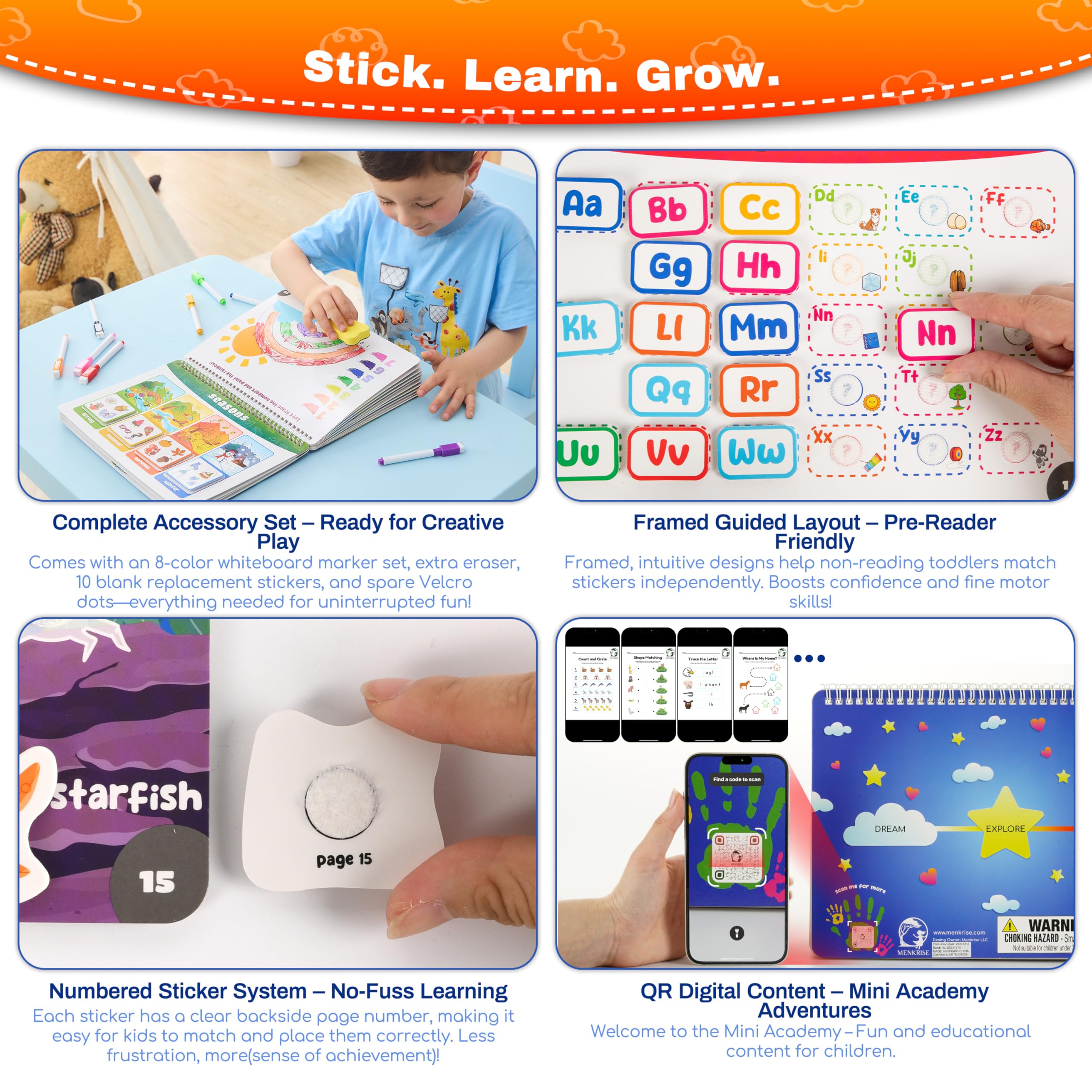 MENKRISE dry-erase markers kit supports easy, reusable practice.