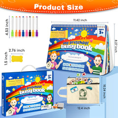 MENKRISE Busy Book inside pages with hands-on activities for fine motor practice.