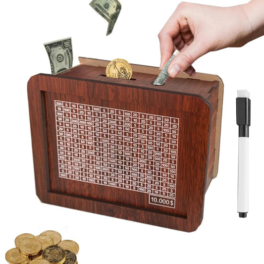 Menlanxan 10000 savings box with top slots for organized deposits and clear goal.